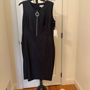 Calvin Klein Navy Midi Dress with Zipper Detail